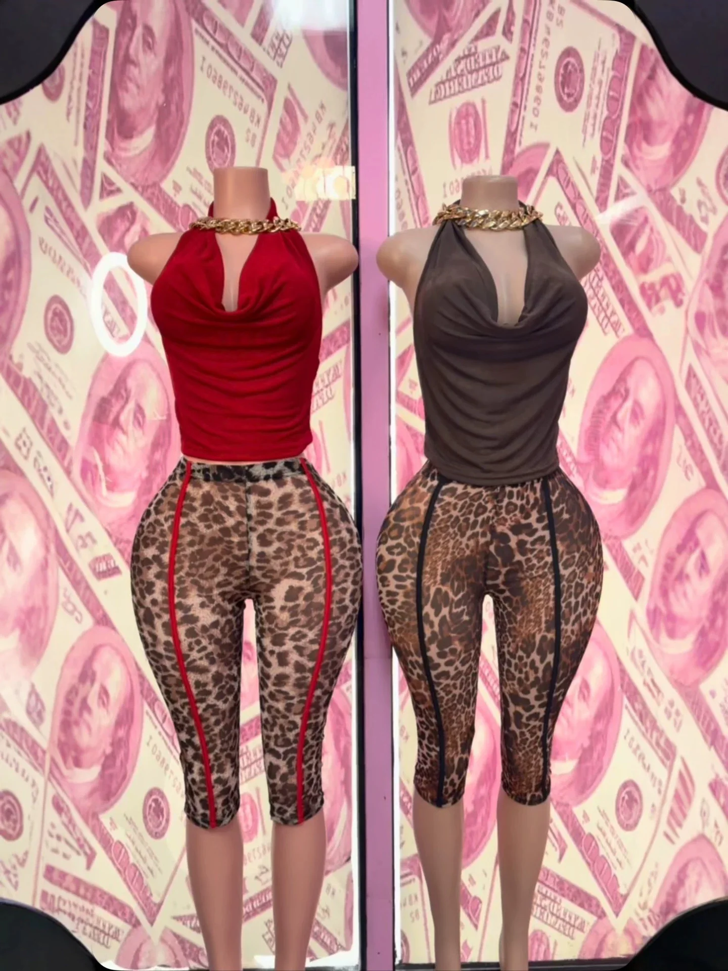 STYLISH LADY Leopard Print Mesh Capri Leggings Women Sheer High Waist Skinny Knee Length Pants Y2K Sexy Streetwear Club Outfit