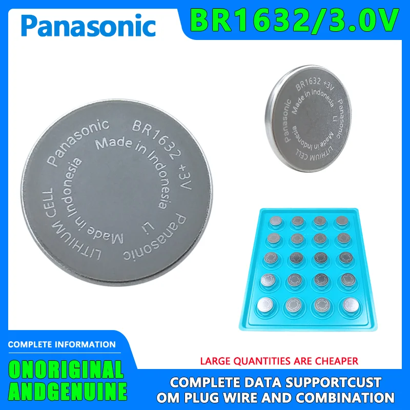 Panasonic BR1632 Battery BR1632A Wide Temperature Automotive External Tire Pressure Monitoring Electronics Replace CR1632