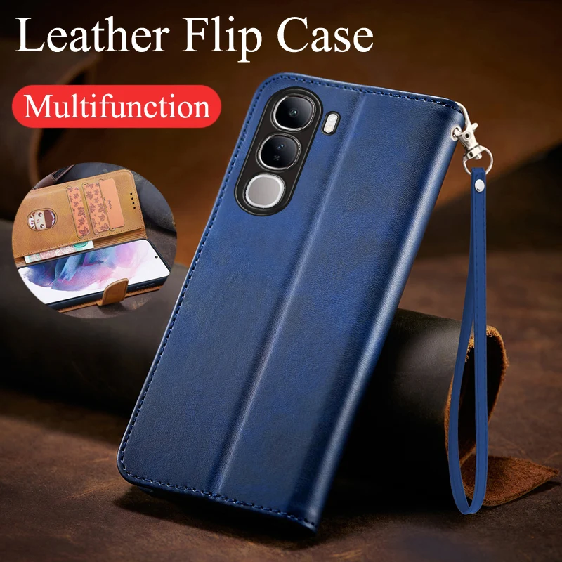 

Phone Case for VIVO Y200 5G Flip Business Leather Magnetic Wallet Cover With Card Slots Stand Holder