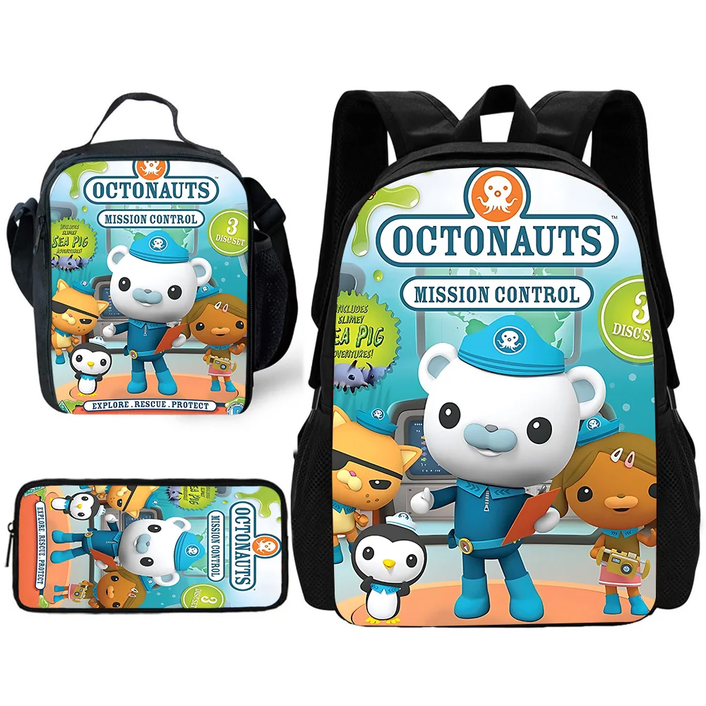 Child School Cartoon O-Octonauts Backpack with Lunch Bags ,Pencil Bags ,School Bags for Boys Girls Best Gift