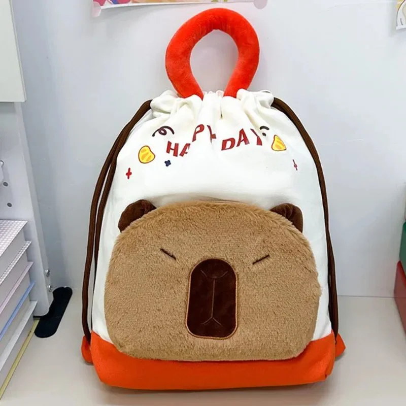 

Back To School Embroidery Capybara Backpacks Cute Bag Drawstring Fun Animal High Capacity Stuffed Unisex Y2K Aesthetic Backpacks