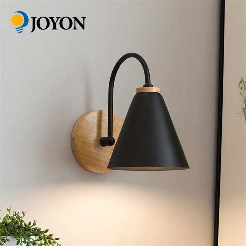 

Modern LED Wood Iron Wall Lamp Bedside Wall Light Nordic Solid Bedroom Living Room Aisle Sconce Lights Fixture Wall Decor Art