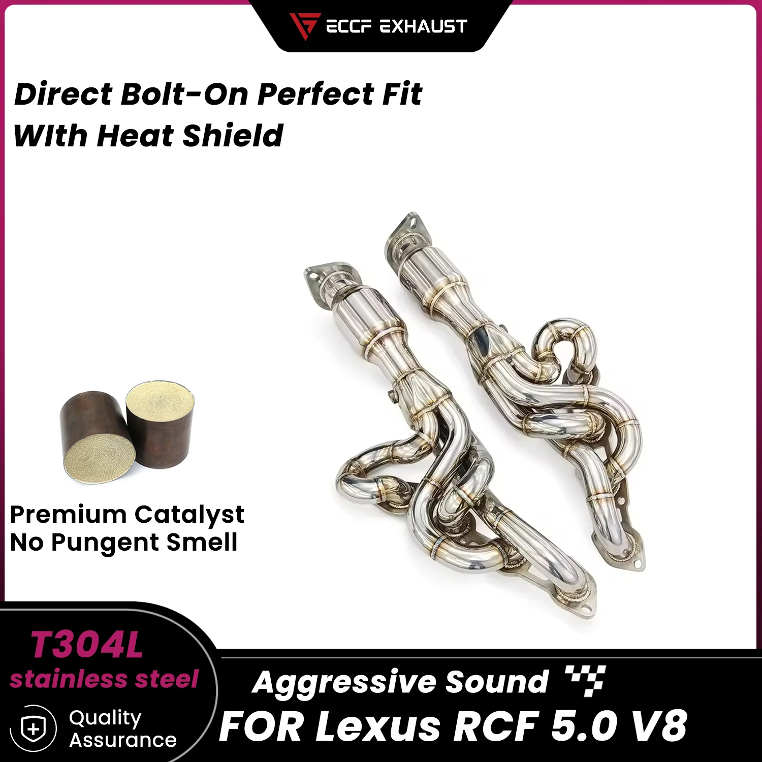 

High Flow Sports Headers Stainless Steel for Lexus RCF 5.0 V8 Maximize Exhaust Flow Easy Installation