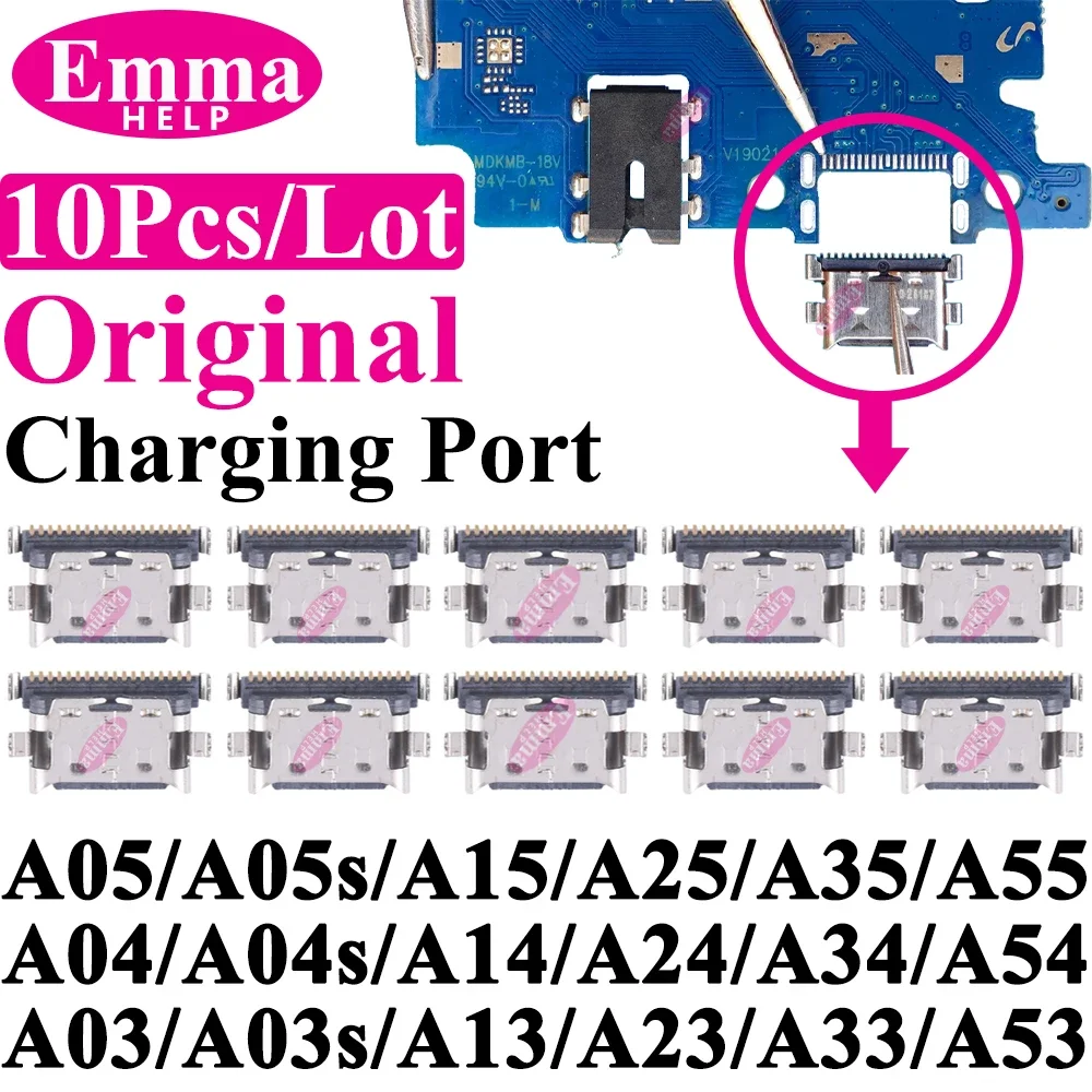 10Pcs Charging Port Connector USB for Samsung A05 A15 A25 A35 A55 A13 A04 A04S A14 A23 A33 A24 A34 A54 A53 Original Charger Plug