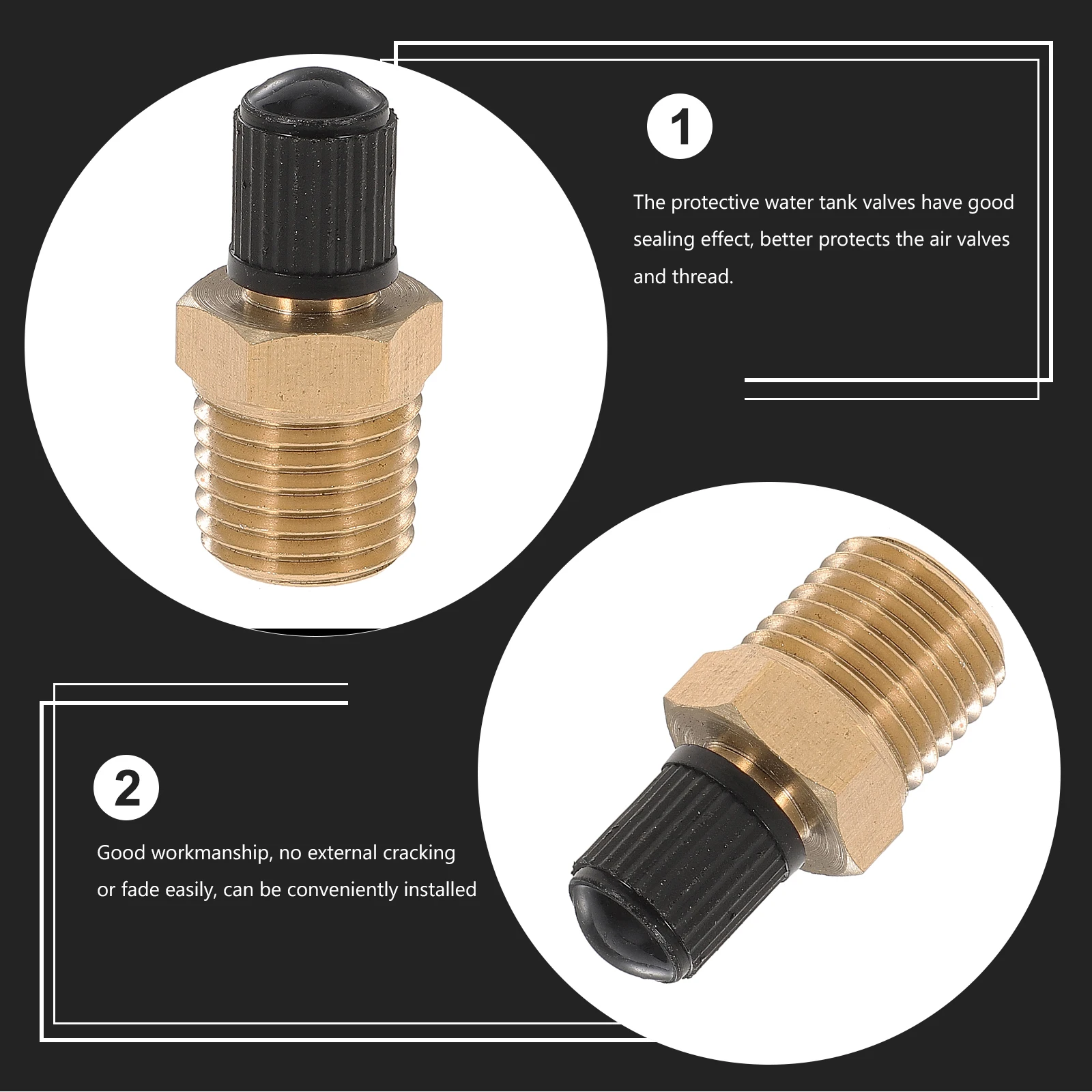 

4pcs Sealed Valve Core Tank Valves Air Compressor Pressure Threaded Water Replacement Sealing Brass Caps Metal Tools