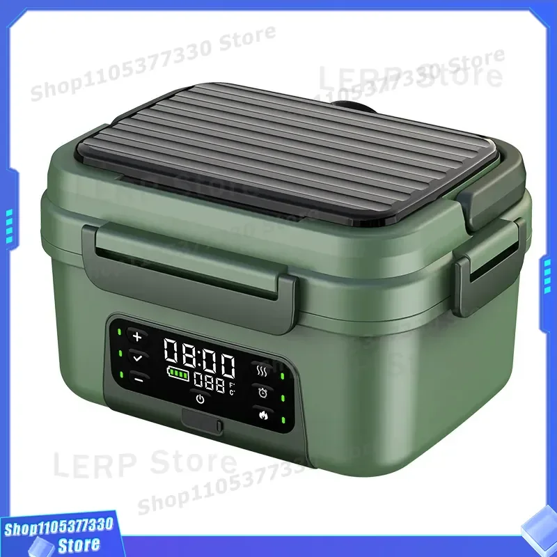 Portable Wireless Electric Heating Lunch Box Thermal Insulation Food Warmer for Car Office Outdoor Use No Water Needed
