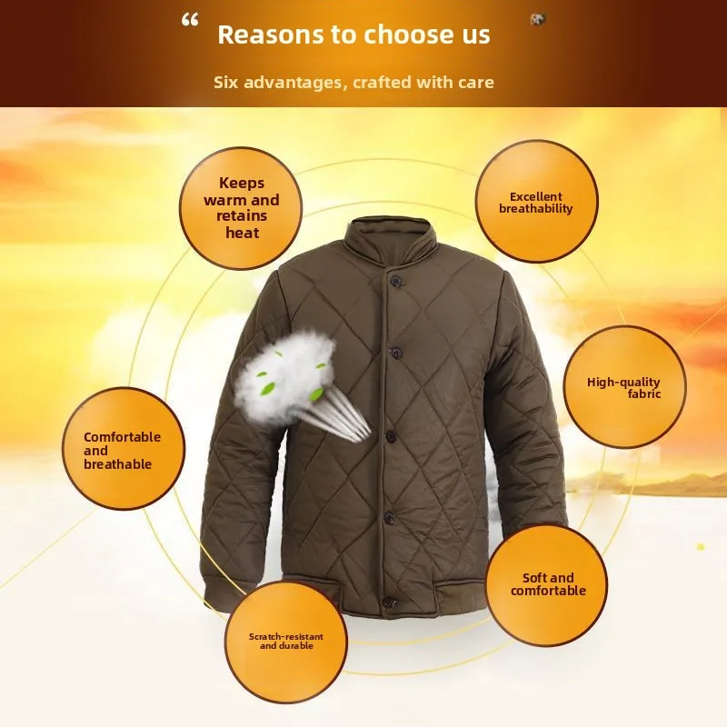 

Thiened Cotton Jaet ort Sle Inner Workwear for Cold Storage Winter Warm Outerwear Men's Casual Faion