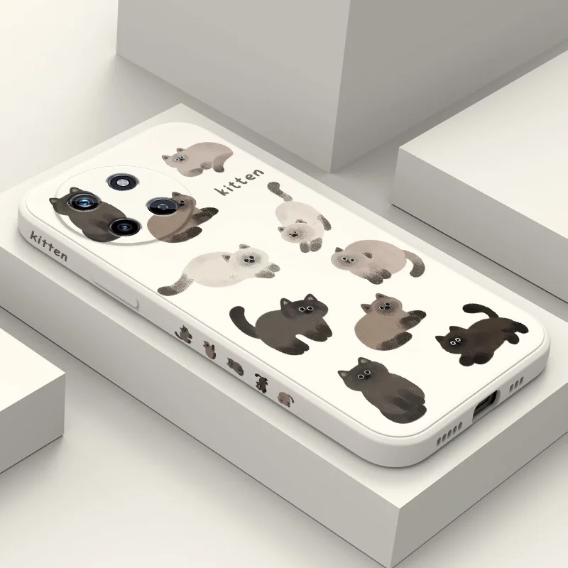 

Color Changing Cat Phone Case For OPPO Realme 14 13 12 11 10 9 9i 8 8i 7 Pro Plus C35 C21Y C25Y C25 4G 5G Liquid Silicone Cover