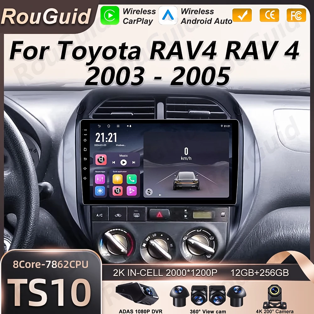

Android 16 Car Radio Carplay For Toyota RAV4 RAV 4 2003 2004 2005 Car Intelligent Systems Multimedia Player Wireless Head Unit