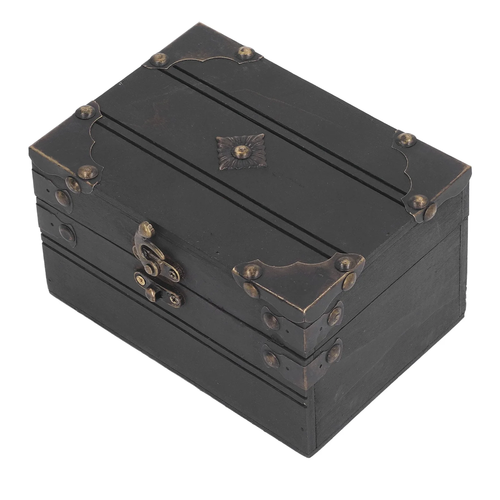 Boîte à bijoux décorative faite à la main en bois avec serrure gratuite et porte-clés organisateur de bijoux à souvenir, coffre au trésor, boîte à bijoux avec cadenas pour montre 20,32 x