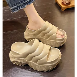 Women's Thick Soled Slippers for Summer Wear Exquisite and Fashionable Sandals 10cm Beach Soft Outdoor Thick Soled Slippers