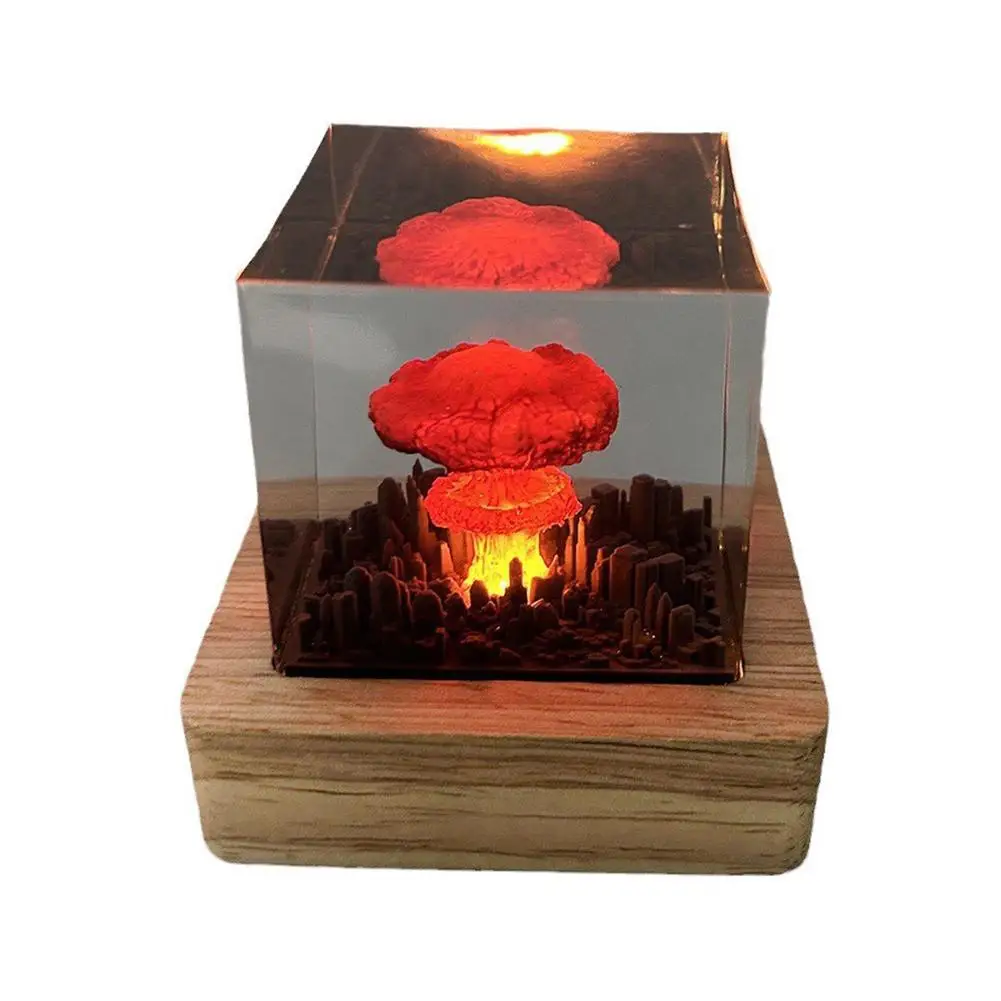 Handmade Original Atomic Bomb Resin Lava Lamp USB Night Gifts Gifts Xmas Lamp Table Bedroom Crafts Halloween Light Home Cre W8I7