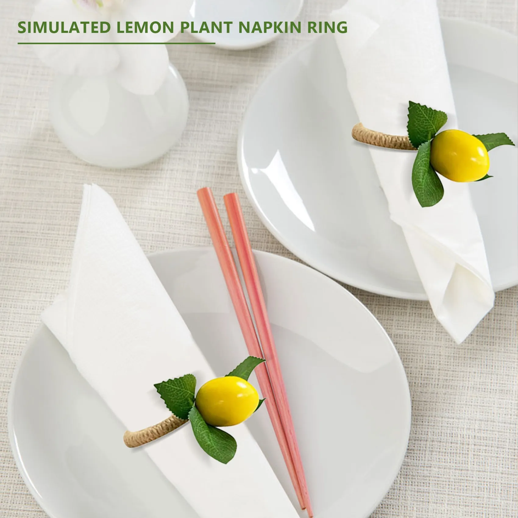 4Pcs Simulation Lemon Plant Napkin Ring Fruit Meal Buckle Hotel Model Room Napkin Ring Napkin Buckle Party Supplies