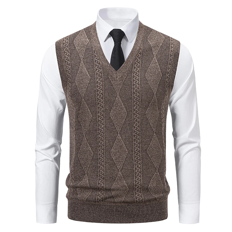 

Men's Smart Casual Sweater Vest V-Neck Slim Fit Sleeveless Sweater Knitted Pullover Vest Party Dad Husband Pullover Vest