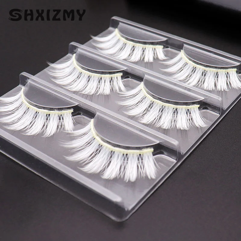 1 Paar Anime Cosplay Valse Wimpers Imitatie Witte Wimpers Volwassen Podium Make-Up Hallowmas Vrouwen Mannen Diy Accessoires