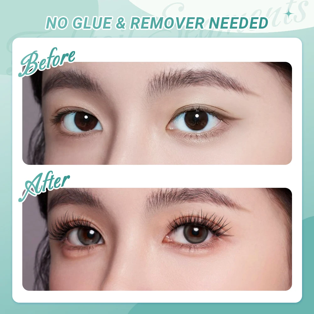 Lashtalk Senza Fascia Ciglia Finte Cluster Segmenti di Coda di Pesce Autoadesivi Ciglia Anime Naturale Morbido Nessuna Colla Necessita Trucco di Bellezza
