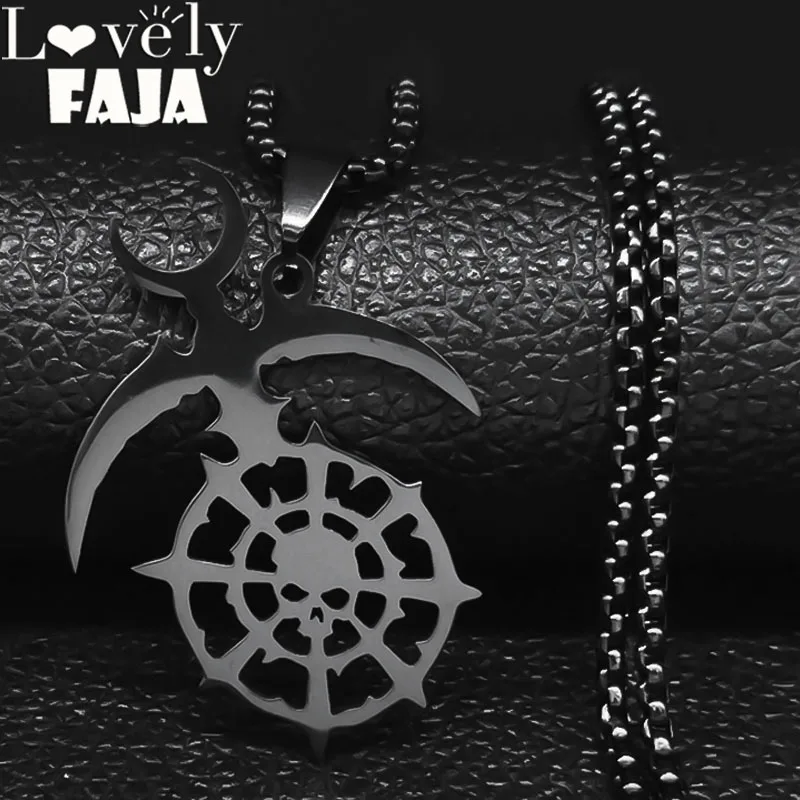 Slaanesh Penda Black Color Stainless Steel Necklace Black Color Army Cosplay Dark EldarPin Patch Jewelry N2692S03