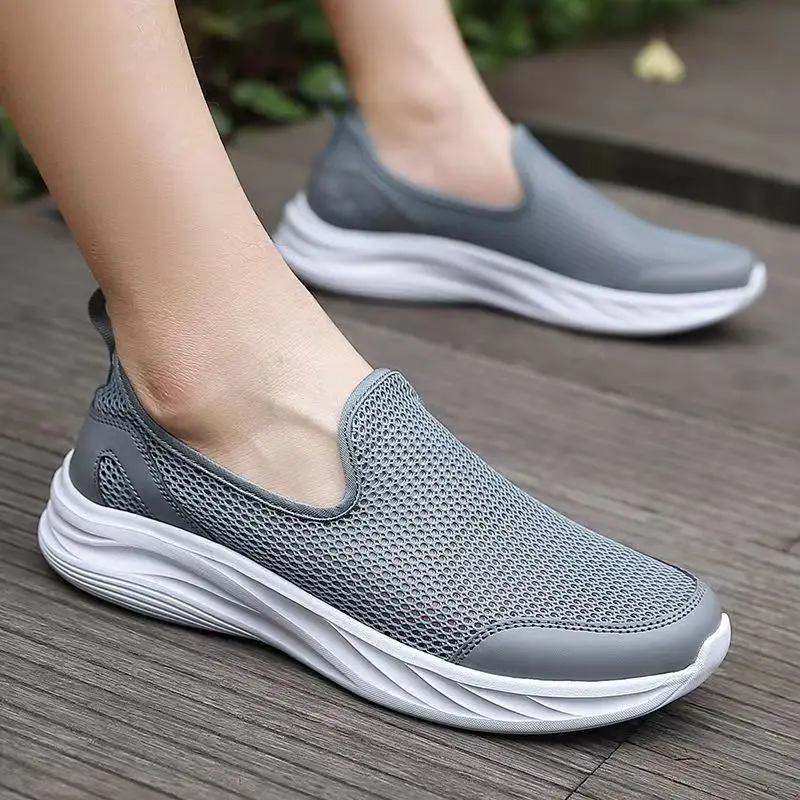 

Men's Summer New Mesh Hollow Out Big Size Sneakers Soft Sole Non Slip Lightweight Breathable Round Toe Slip On Walking Shoes