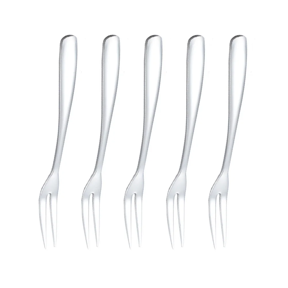 

5 Pcs Stainless Steel Fruit Fork Silverware Cake Forks Kids Baby Salad Children
