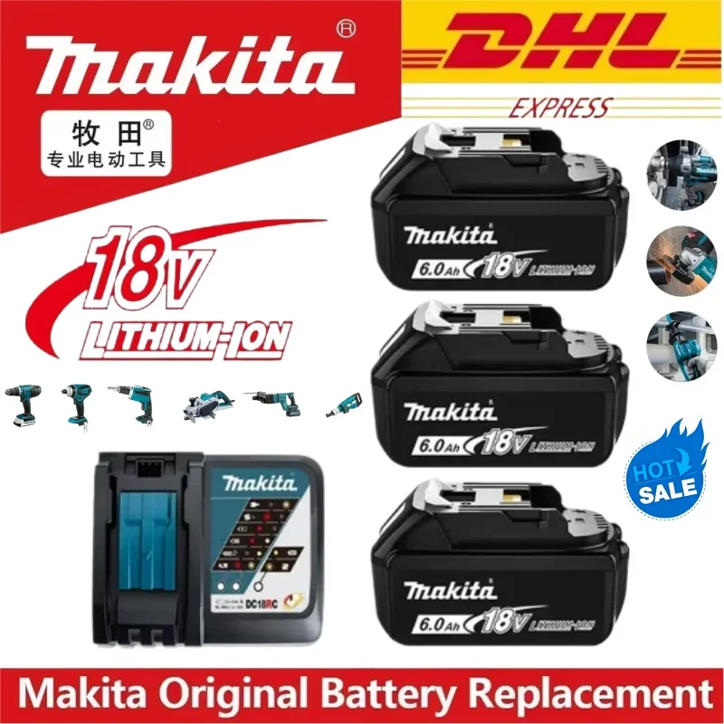 

High Capacity 18V 6.0Ah Genuine Lithium Battery BL1860 BL1850 BL1840 BL1830 Rechargeable Cell for Makita LXT Power Tools
