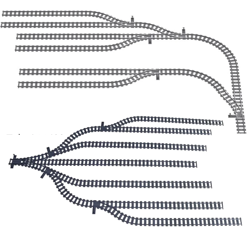 

MOC City Train Rail Crossing Tracks Stud Construction Switch Parts Curve Straight Bricks Building Blocks Railway Toys for kids