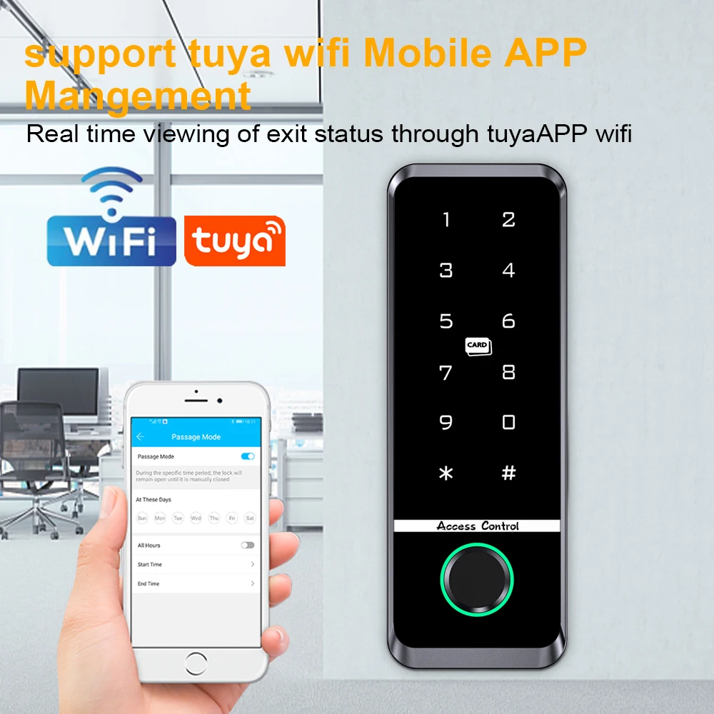 WIFI TUYA App Biometric Fingerprint Access Controller Keypad IP66 Waterproof RFID IC Card Standalone Door Access Control System