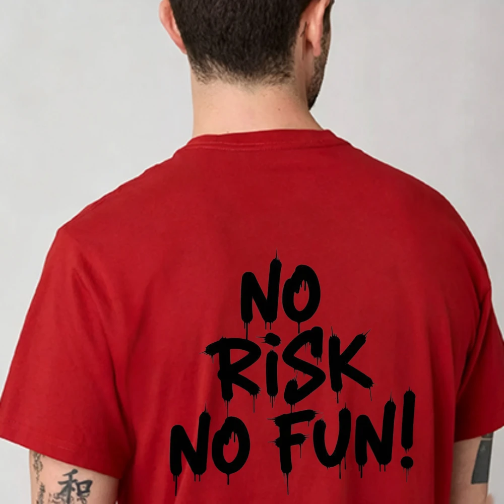 No Risk No Fun Trendy Drip Letter Graphic Cotton Short Sleeve Tee, Loose Soft Fit Daily Lounge Top For Men Women