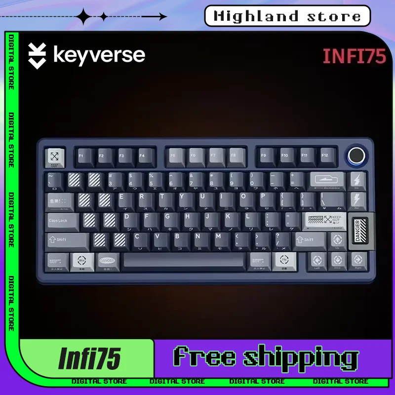 

Key Verse Infi75 Gamer Mechanical Keyboard 3Mode USB/2.4G/Bluetooth Wireless Keyboard 75key RGB Backlit Hot-Swap Gaming Keyboard