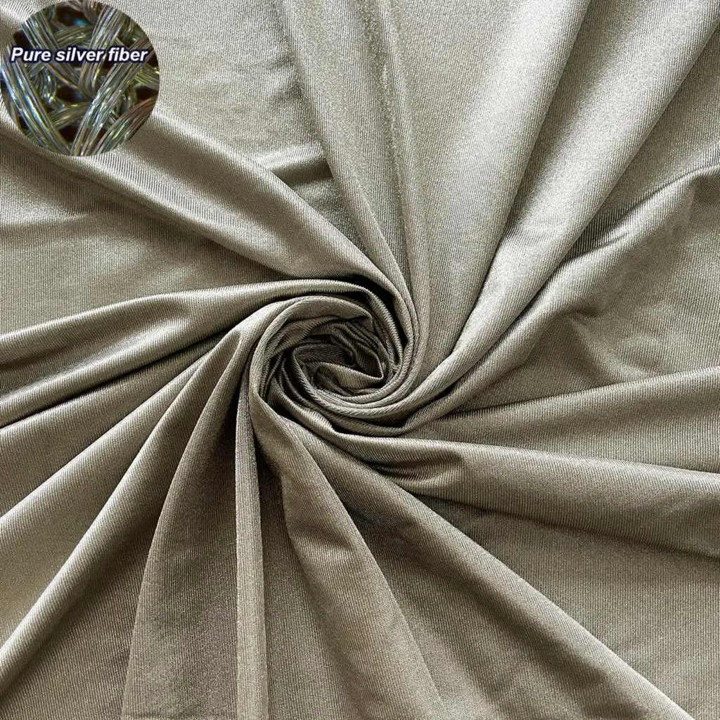 100% Pure Silver Fiber Stretchy Fabric Conductive EMF/RFID/EMI/RF Blocking Faraday Cloth Antibacteria Soft and Washable