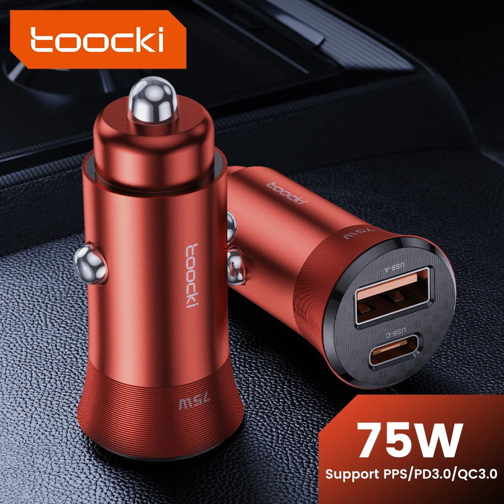 Toocki 75W USB Car Charger PD QC 3.0 PPS Type C Quick Charger for iPhone 14 Xiaomi Huawei Samsung S23 75W Fast Car Phone Charger