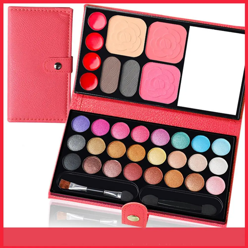 Kit de maquillage pour filles, 33 couleurs, fard à barrage, poudre, blush, rouge à lèvres, plaque de cosmétiques, miroir durable, intérieur long avec palettes, S9J1