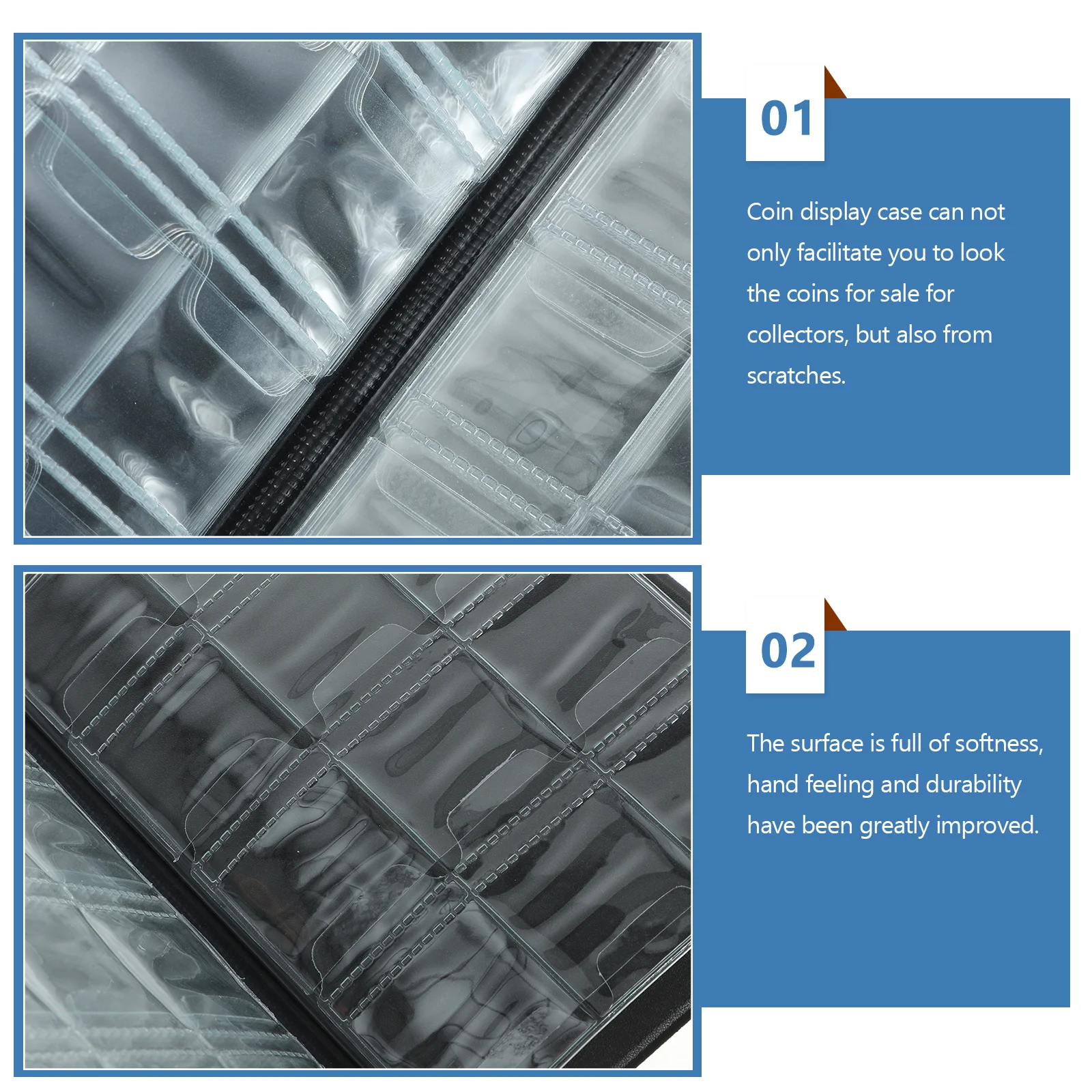 

Portable Coin Storage Album Soft Touch Collectors Organizer Book Album for Stamps Commemorative Coin Book