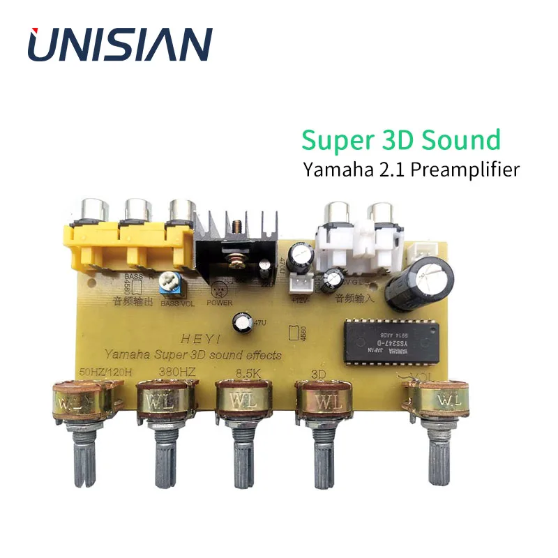 

UNSIAN Audio Preamplifier YSS247 3D Sound Effects Mixing EQ Tone Control Board 2.1 Channels Preamp