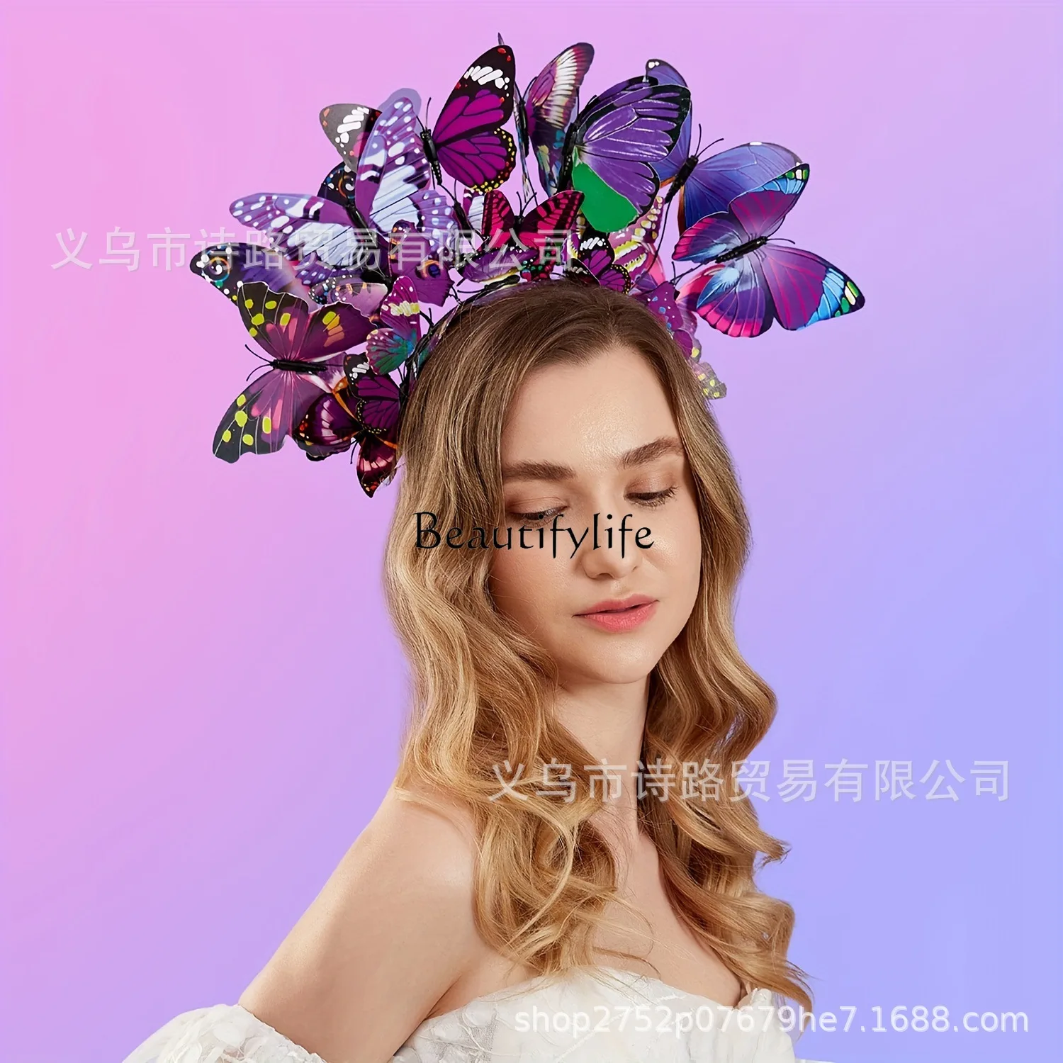 European and American new three-dimensional bow headband head flower bridal headgear travel photo