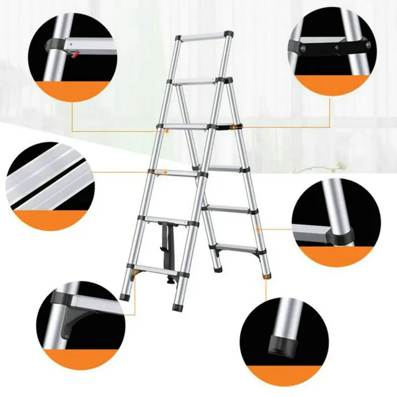 1.4M multifunctional folding household herringbone ladder aluminumalloy telescopic ladder construction decoration project ladder