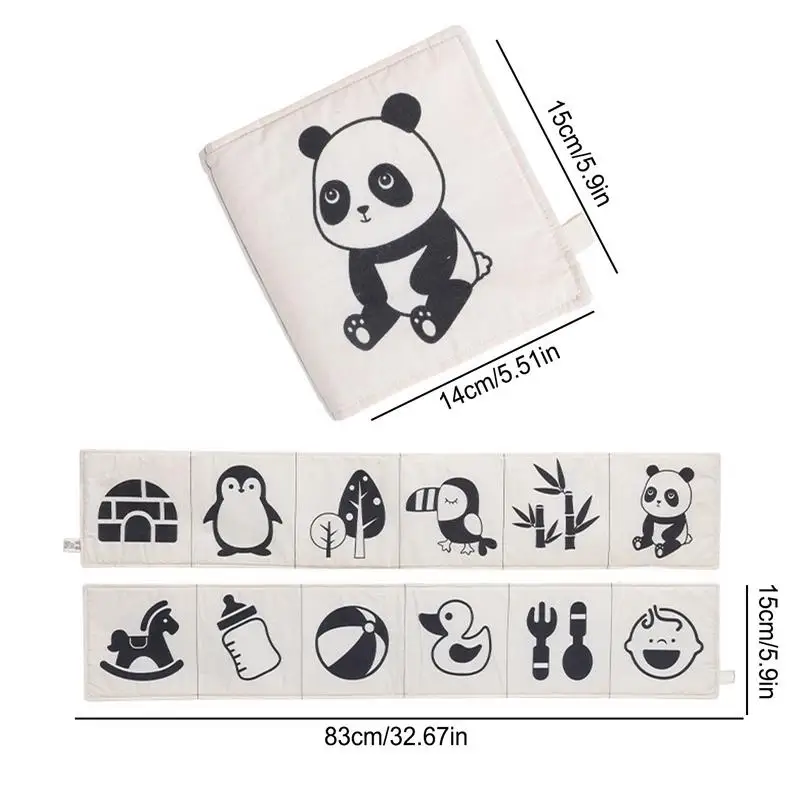 Cloth Book Toy 12 Patterns Foldable Educational Activity Cloth Book Soft Organic Cotton Crib Book Toy For Early Childhood