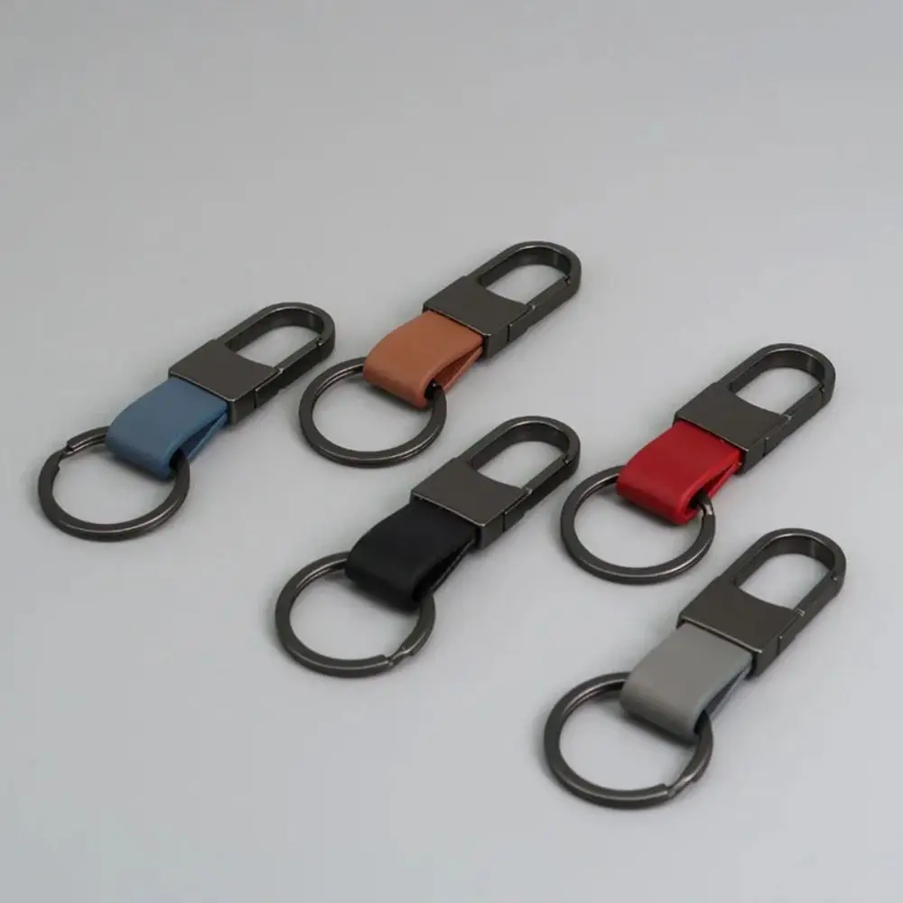 Alloy Leather Fur Keychain Anti-Lost Multifunctional Leather Waist Hanging Key Chain Business Style Carabiner Holder