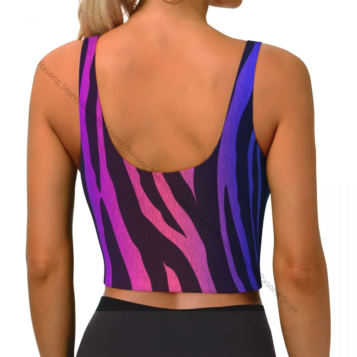 Sports Bra Women Running Yoga Clothes Vest Holographic Zebra Fur Textures Gathering Fitness Vest