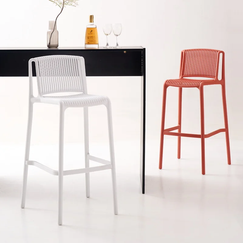 

Nordic Plastic Bar Chairs Reception Minimalist Island Ergonomic Bar Stools Light Luxury Industrial Sillas De Bar Home Furniture