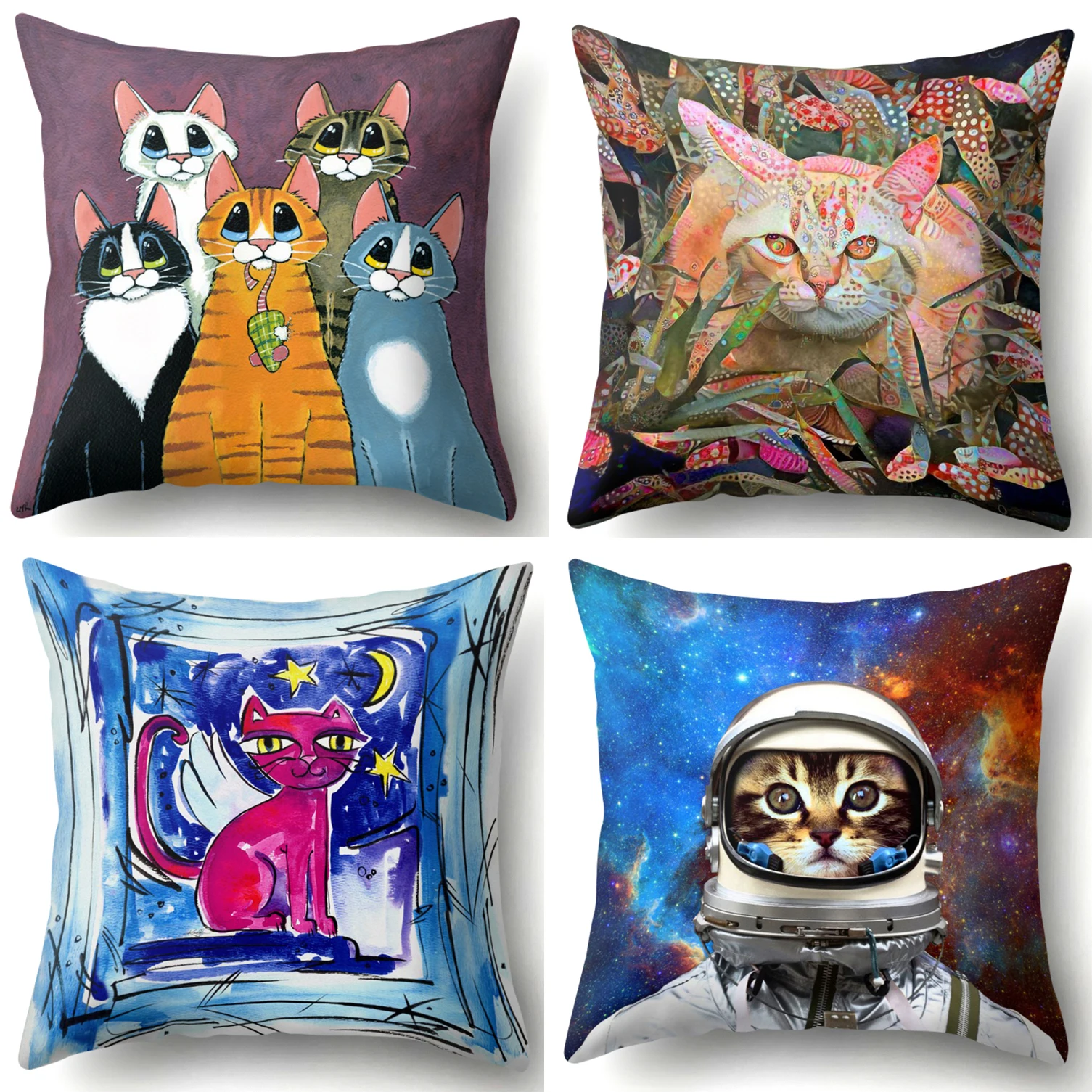 Hongbo Cartoon Cat Print Cushion Cover Throw Pillow Case Home Decor Sofa Car Seat Cushions