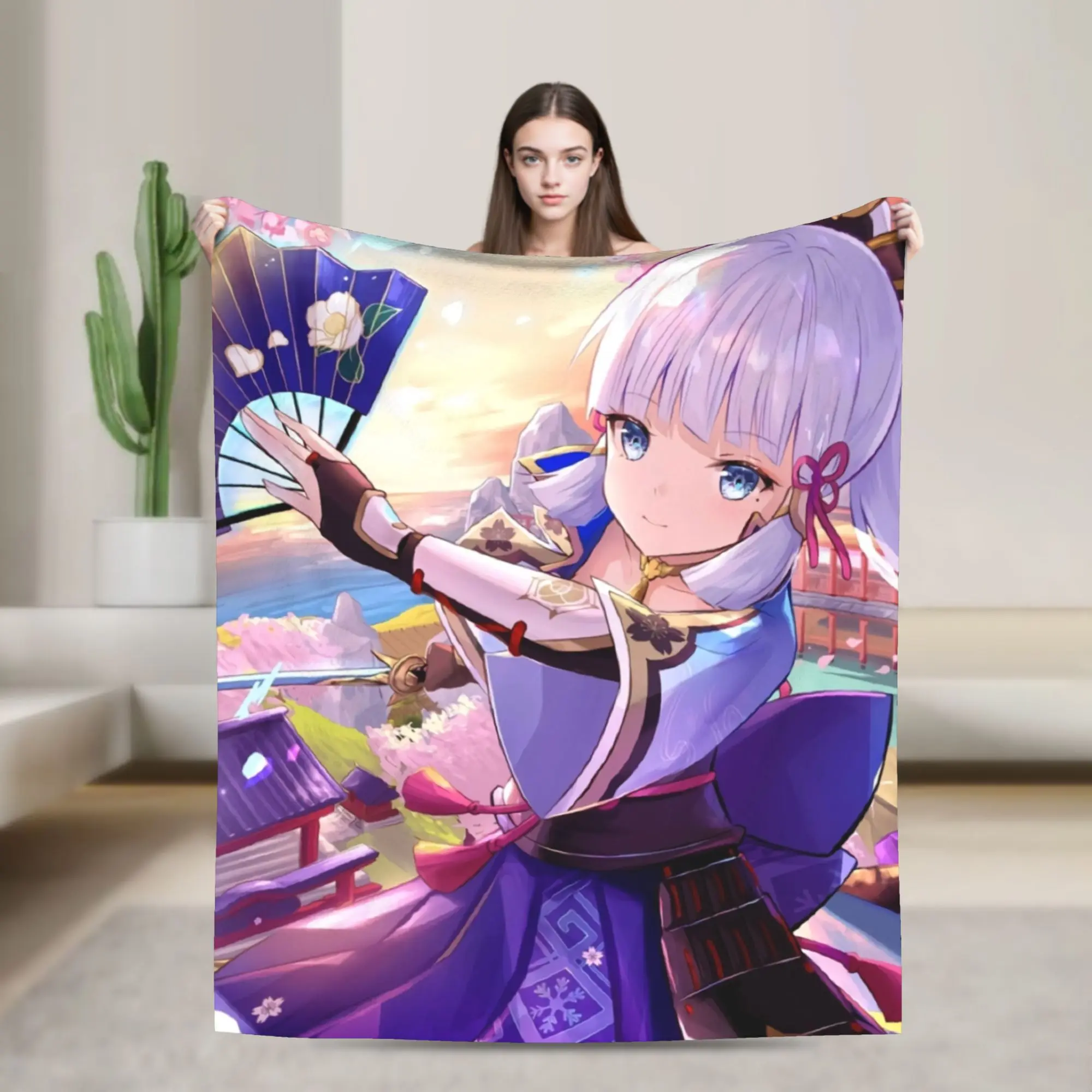 

Камисато Аяка Genshin Impact вязаные одеяла нечеткае одеяло украшение для домашнего дивана мягкие теплые покрывала