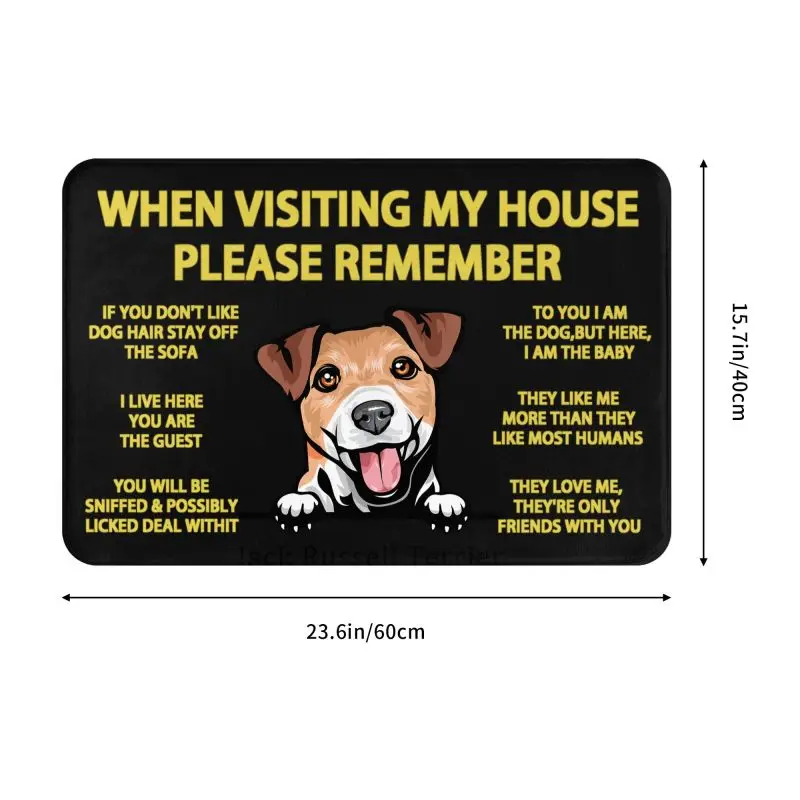 Peeking Dog Jack Russell Terrier Front Door Floor Entrance Mat Outdoor Pet Animal Bath Kitchen Doormat Living Room Carpet Rug