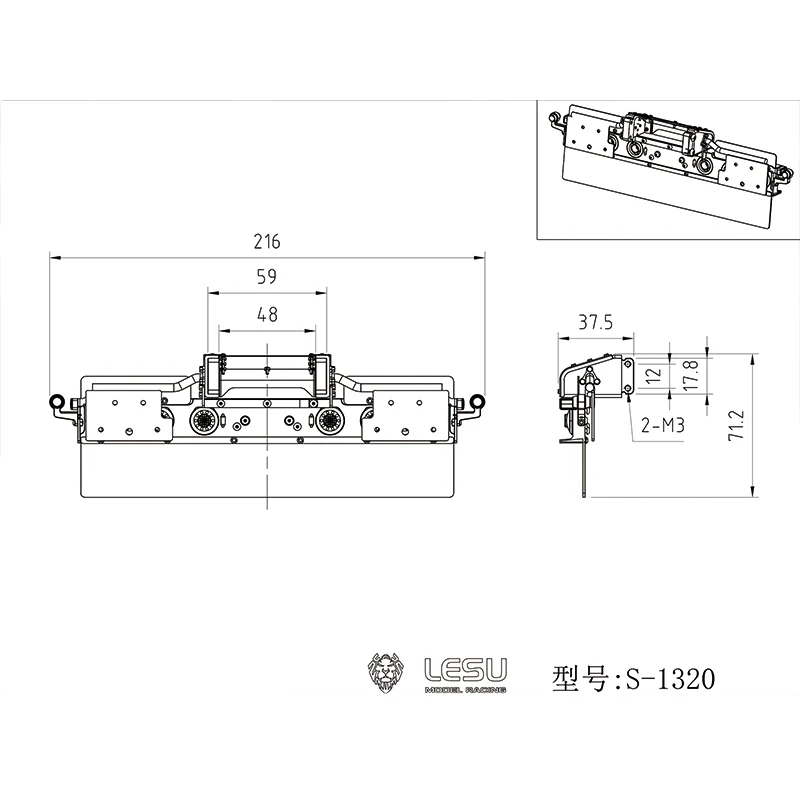 RC Truck 770S Rücklicht- und Querträger-Set LESU S-1320 für Tamiya für Scania 770S Serie Tactor Truck OP Teile Zubehör – Detail 1