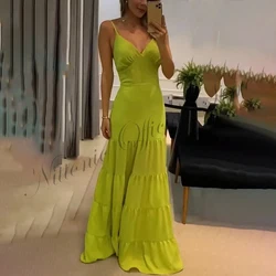 New Long Prom Dresses for Woman Satin Spaghetti Strap Backless Floor-Length A-Line Evening Party Formal Occasion Gala Guest 2023