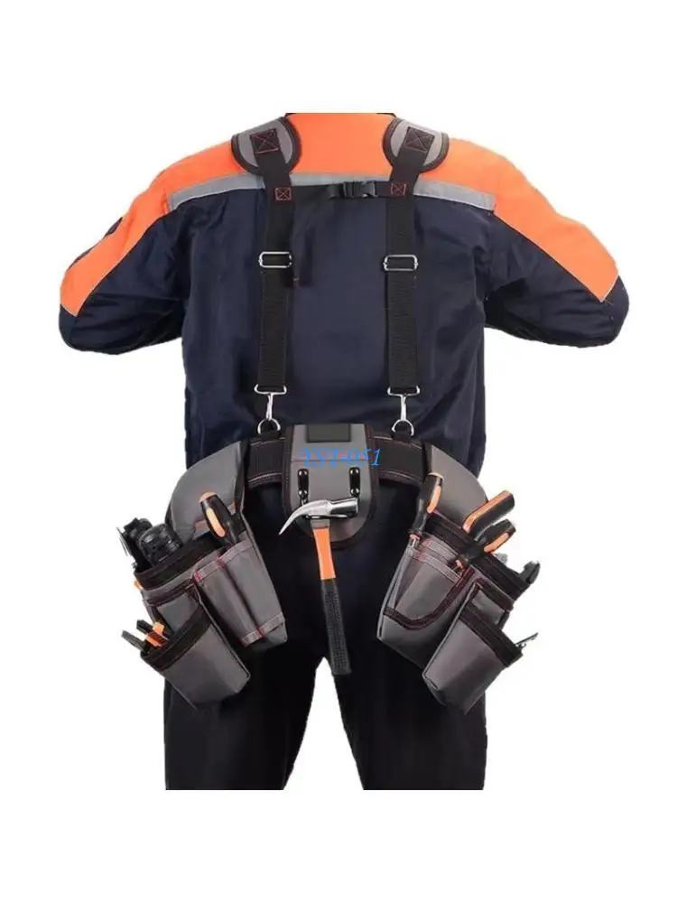 

E15A Professional Tool Belt for Men Adjustable Waist with Suspenders and Multi Pocket