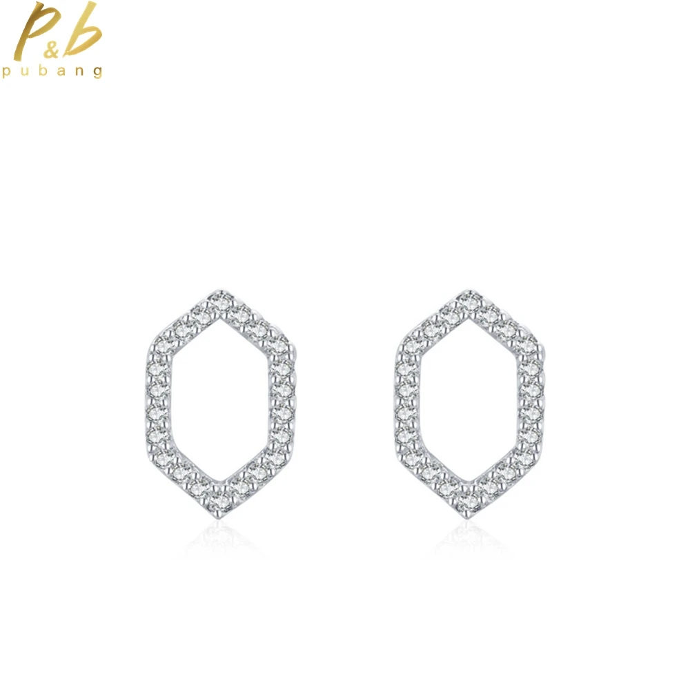 

PuBang Fine Jewelry Solid 925 Sterling Silver High Carbon Diamond Cocktail Stud Earrings for Women Engagement Gift Drop Shipping