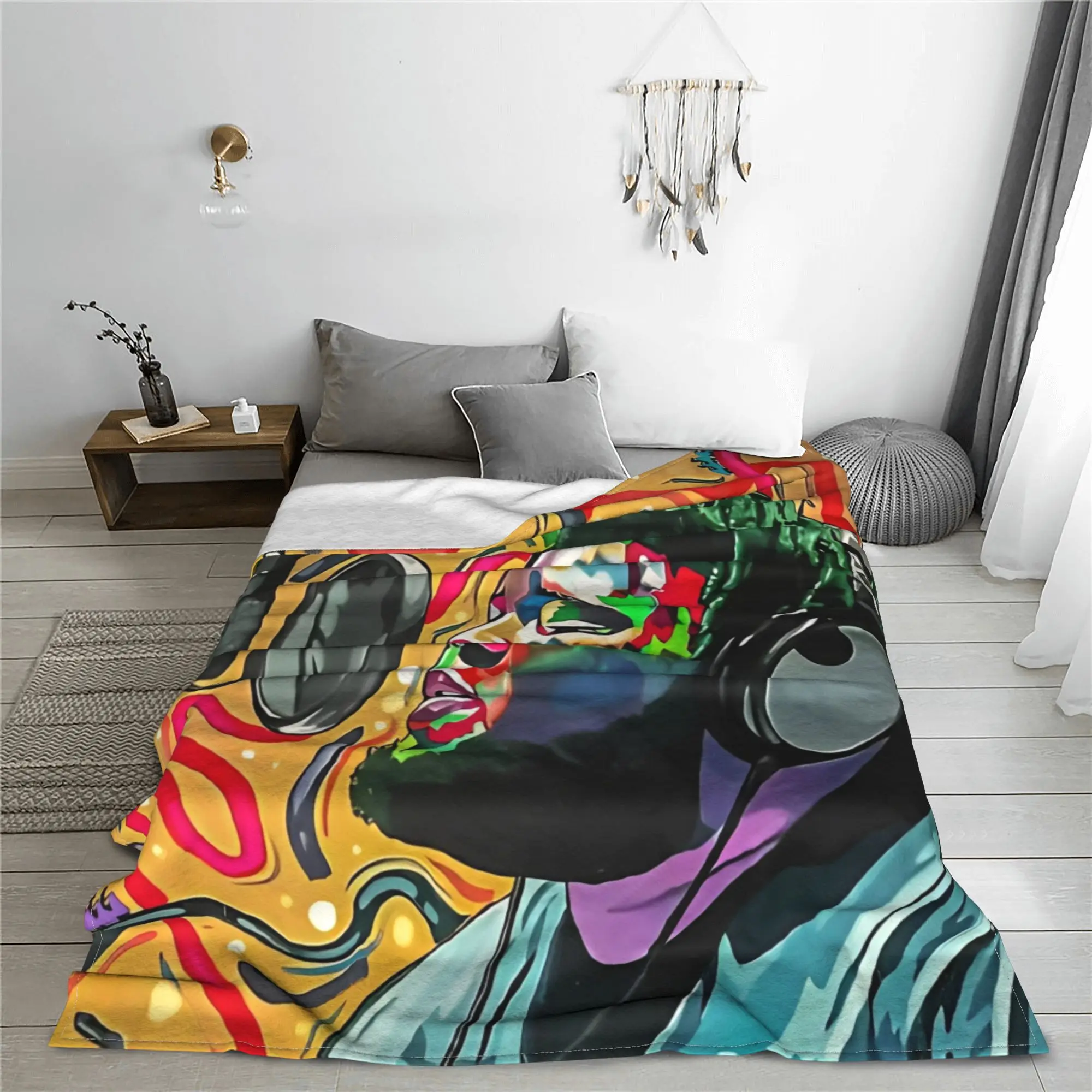 Rod Wave Beautiful Mind Fleece Throw Blanket Rapper Singer Blankets for Home Outdoor Ultra-Soft Bedspread