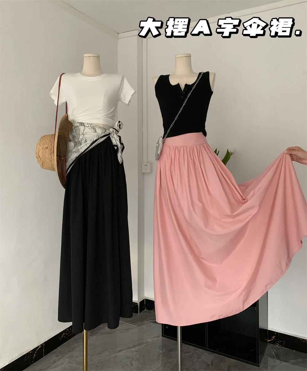 

Pleated Skirts Women Mid-Length Fashion Preppy Style Ulzzang Solid High Waist Casual New Arrival Mujer Skirt