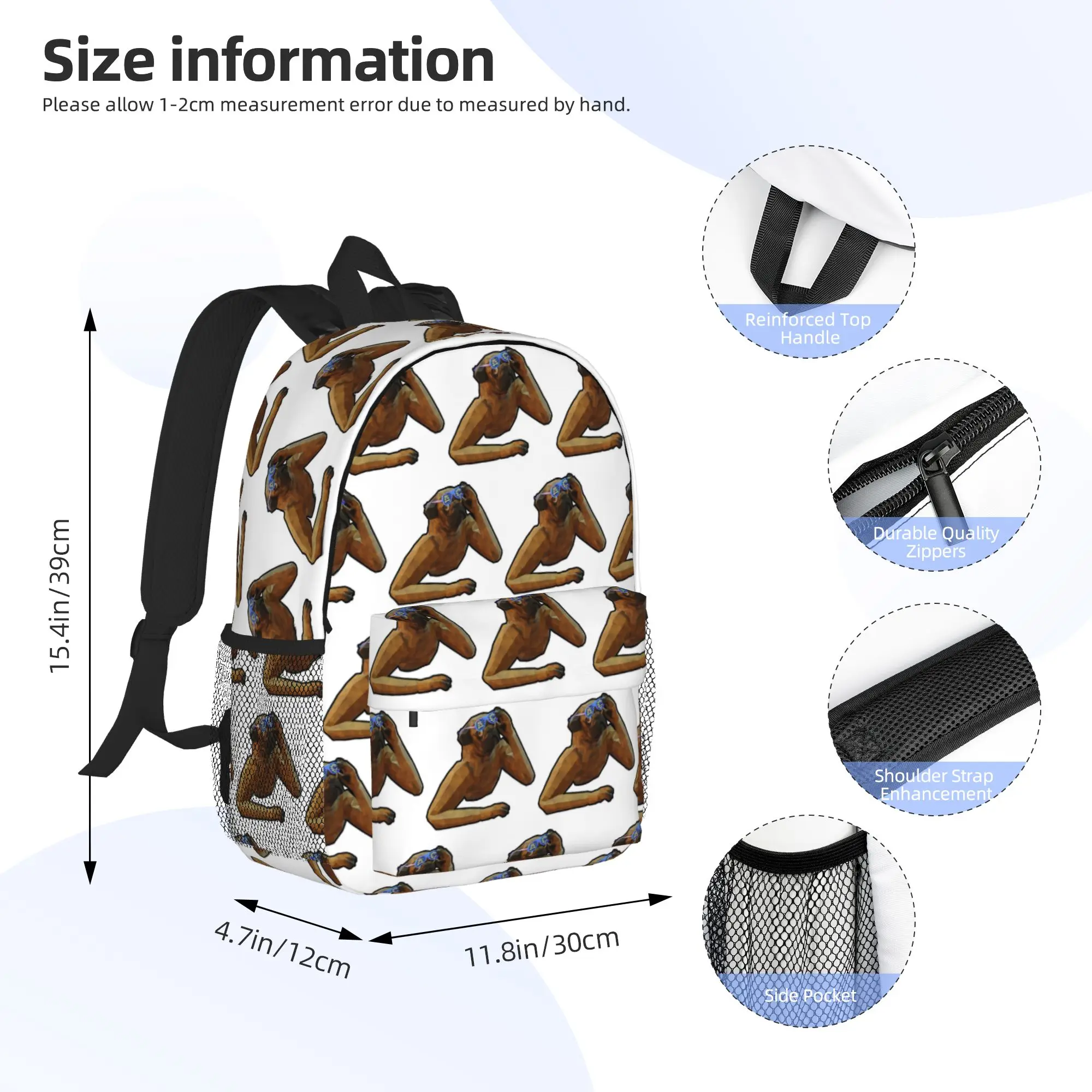 Animal Company VR Game Pug Backpack Hot Sale Daypack Large Capacity Boys Girls BookBag Shoulder Bags for Men Women School Bag