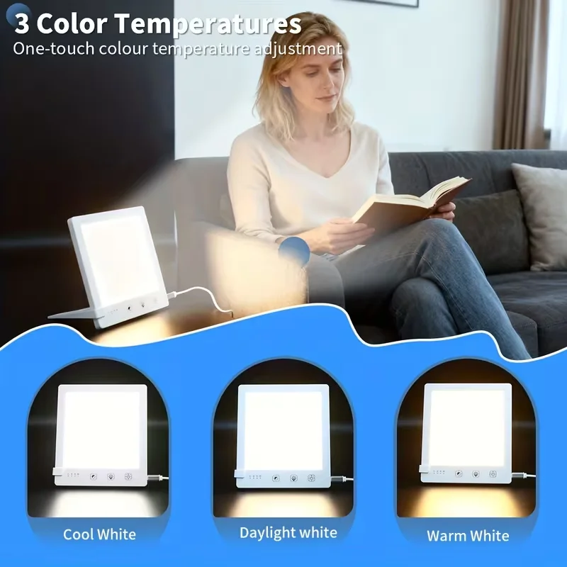 1 مصباح ضوء النهار LED مع حامل قابل للتعديل، ضوء استرخاء رفيع للغاية خالي من الأشعة فوق البنفسجية 10000 لوكس، ملحق ضوء الشتاء الطبيعي للمنزل #1